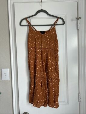 Wednesday’s Girl Rust Polka Dot Tiered Mini Dress